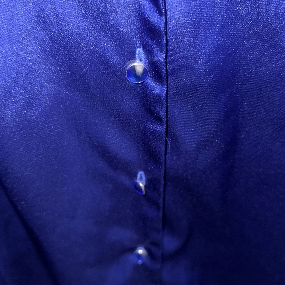 NWOT sag harbor vintage shiny blue long sleeve with cuff buttons button down 24w - Picture 4 of 6